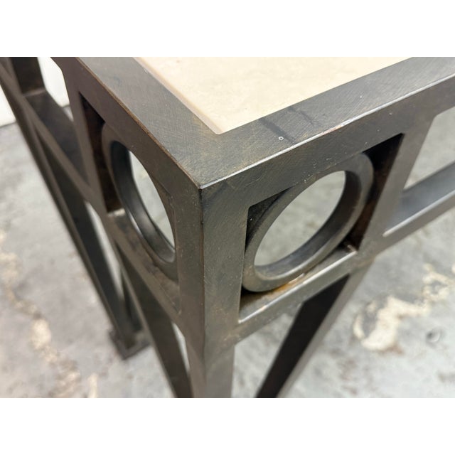 Custom Design Iron + Quartz Stone Console Table For Sale - Image 10 of 12