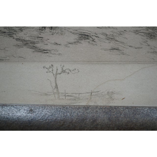 Printmaking Materials Antique Ernest C Rost Signed Cottage Farmhouse Panoramic Landscape Etching 26" For Sale - Image 7 of 14
