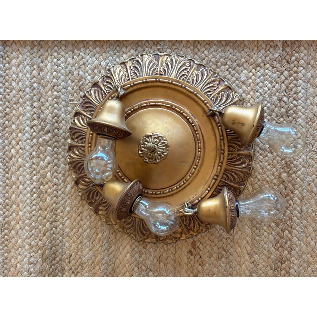 Brandt Brandt Lighting Gold Gilt Four-Light Pan Ceiling Mount Light 1910 For Sale - Image 4 of 9