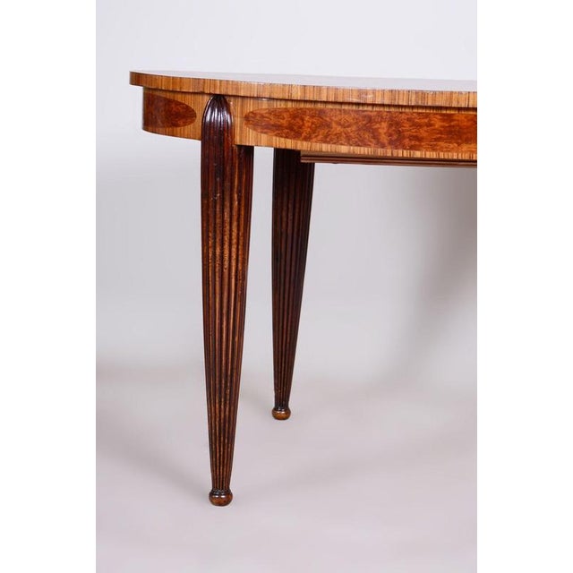 Art Deco Mahogany and Walnut Dining Table and Chairs attributed to Paul Follot, France, 1920s, Set of 7 For Sale - Image 3 of 18