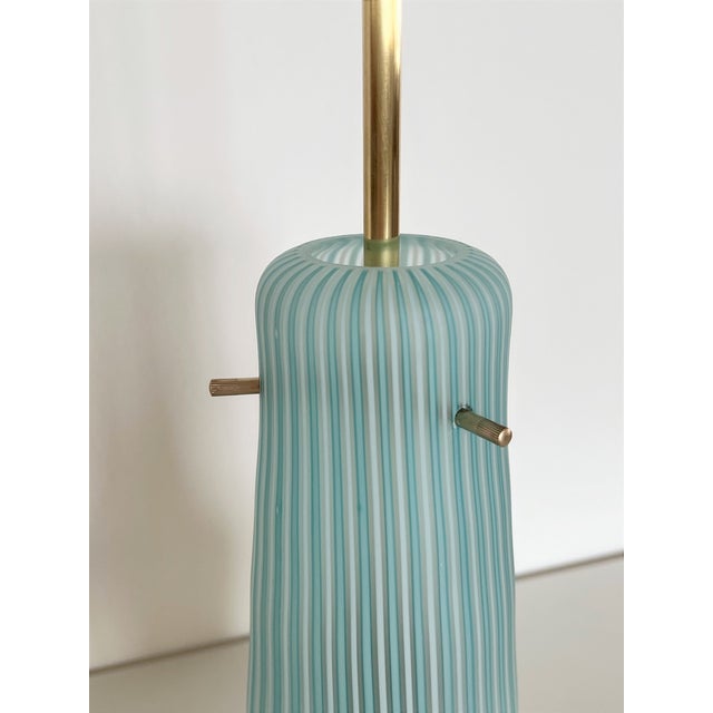 Italian Pendant Lamp in Striped Glass and Brass from Venini, 1960s For Sale - Image 13 of 18
