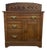 Antique Oak Washstand With Carved Backsplash, Cabinet and Brass Hardware For Sale