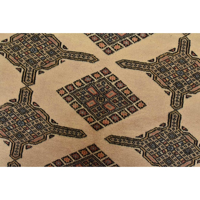 Textile Bokhara Jaldar Rug 5’7” X 7’8” Beige Wool Tribal Hand-Knotted Oriental Carpet For Sale - Image 7 of 12