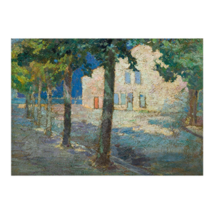 Post-Impressionist Fauvist School Painting, House on a Tree-Lined Street