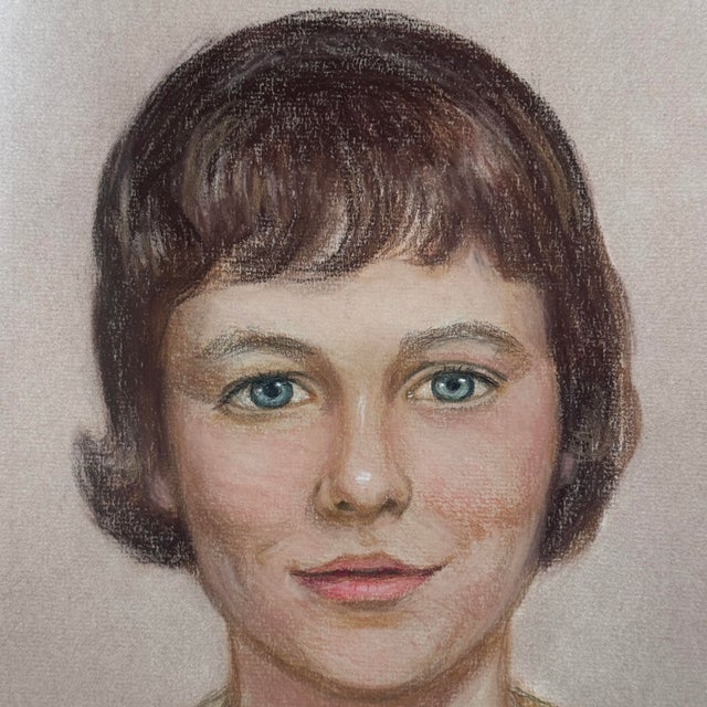 1960s Vintage 1965 Winnie Rumble Pastel Portrait of a Young Girl For Sale - Image 5 of 11