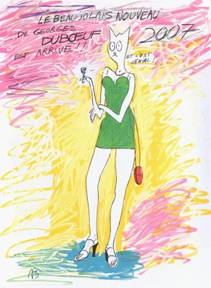2007 Alain Sechas Beaujolais Nouveau Wine Poster