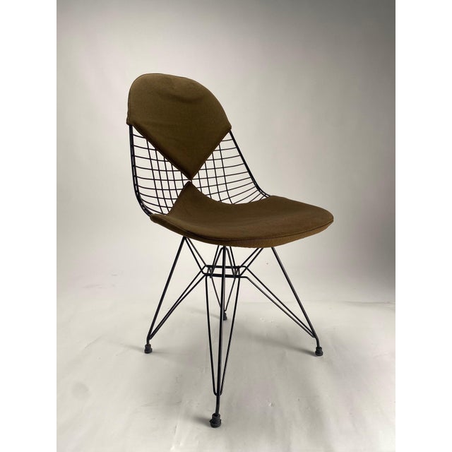 Set of Wire Chairs with Bikini Cover on Eiffel Bases by Charles Eames for Herman Miller, 1960s For Sale - Image 3 of 8