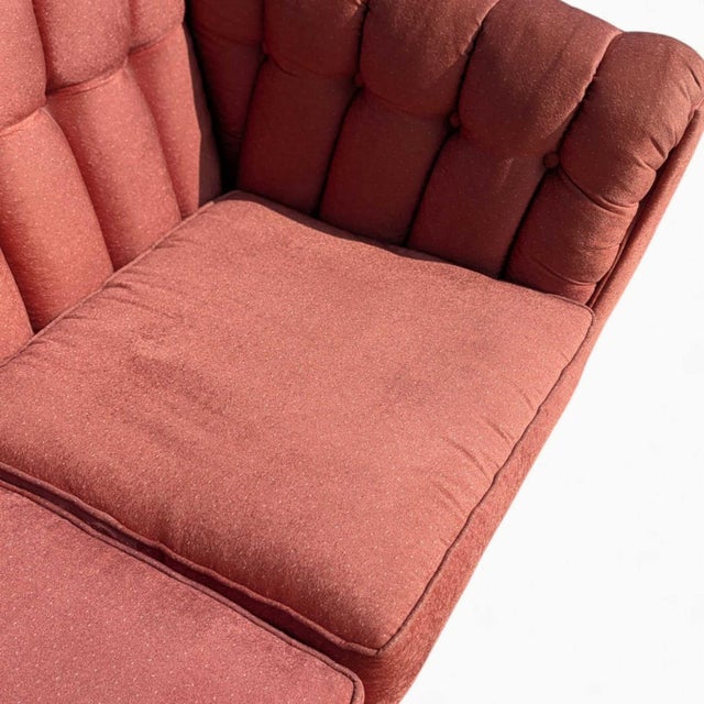 1980s Postmodern Rose Pink Grid-Tufted Loveseat, 67 In For Sale - Image 9 of 18