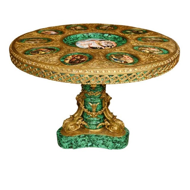 French Napoleon III Malachite Centre Table For Sale - Image 5 of 5