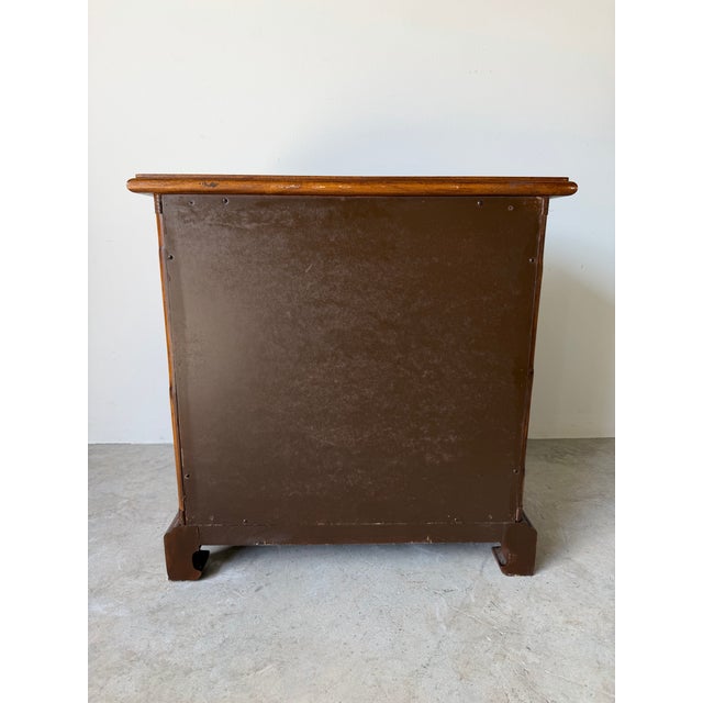 Vintage Chinese Faux Bamboo Two-Drawer Nightstand With Bronze Bamboo Relief Panels For Sale - Image 10 of 12