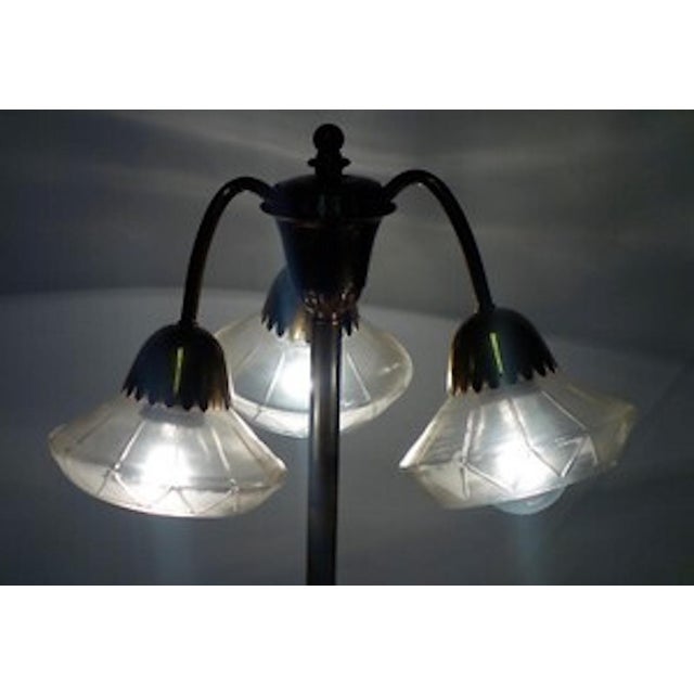 Vintage Brass and Glass Table Lamp, 1920s For Sale - Image 6 of 11