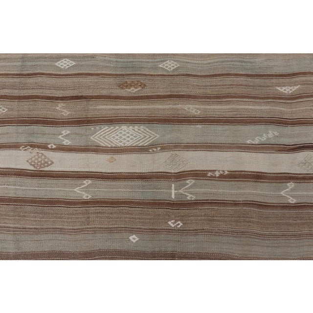 Vintage Kilim With Subtle Striped Patterns in Earth Tones by Keivan Woven Arts For Sale In Atlanta - Image 6 of 10