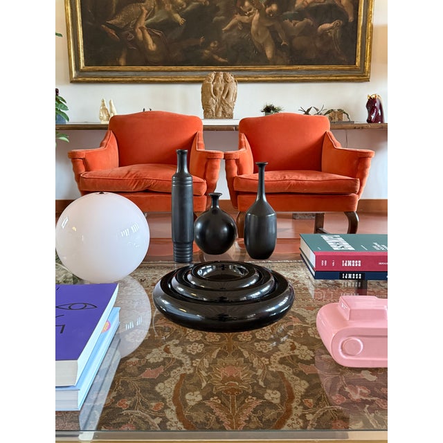 Mid-Century Set of 3 Black Bucchero Ceramic Vases, Sebastiani Gubbio Italy 1960s For Sale - Image 12 of 12