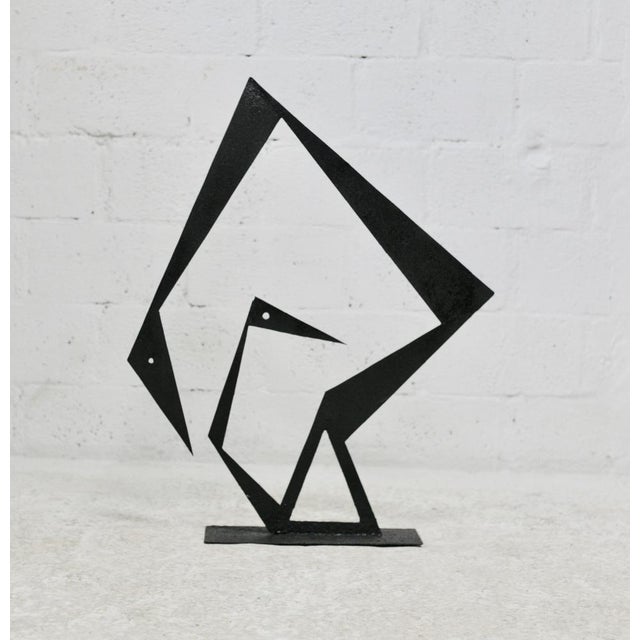 Black steel sculpture, 1970s. Solid and stable, steel plates. Significant traces of corrosion under the black paint....