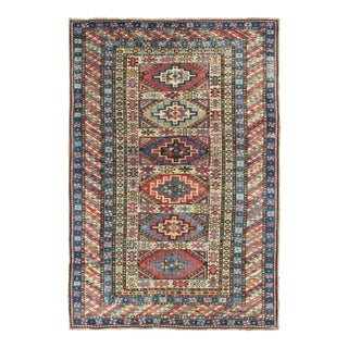 Antique Caucasian Rug With Six Central Medallions & Intricate Geometric Borders For Sale