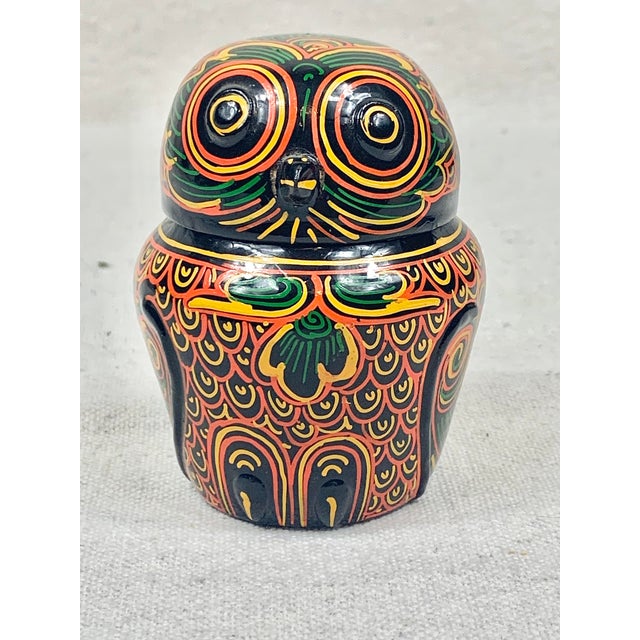 Vintage Hand Painted Lidded Owl Box For Sale - Image 13 of 13