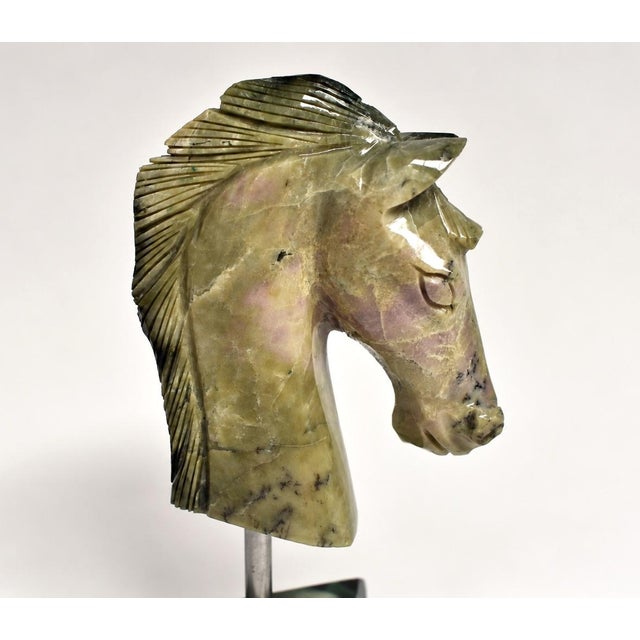 Gemstone Emerald Horse Bust Sculpture Full Emerald Base Hand Carved For Sale - Image 11 of 14