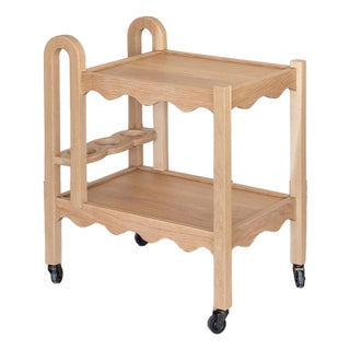 Panoplie Scalloped Bar Cart, White Oak, Attributed For Sale