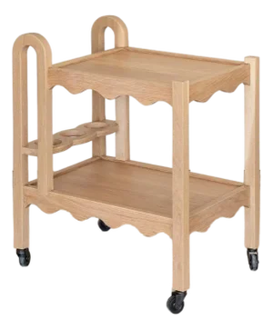 Panoplie Scalloped Bar Cart, White Oak, Attributed