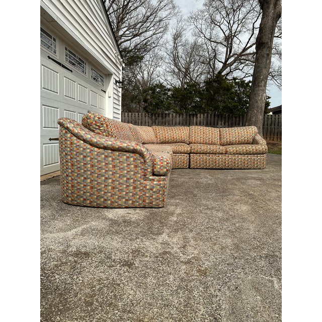 Thayer Coggin Vintage Thayer Coggin Sectional Sofa With Geometric Upholstery For Sale - Image 4 of 18