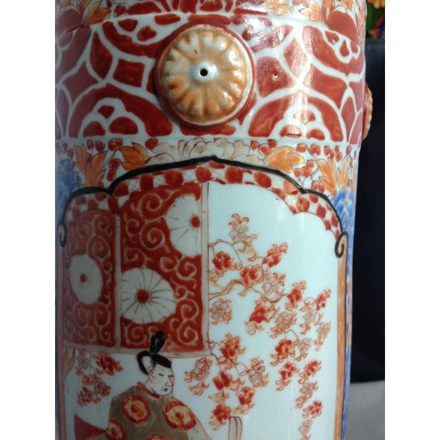 Japanese Late 19th/Early 20th Century Japanese Kutani Porcelain Cylindrical Umbrella Stand For Sale - Image 3 of 6