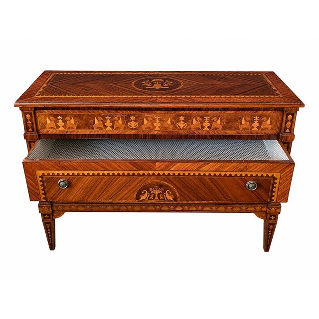 Louis XVI Style Chest of Drawers in Veneered and Inlaid Wood For Sale - Image 5 of 7