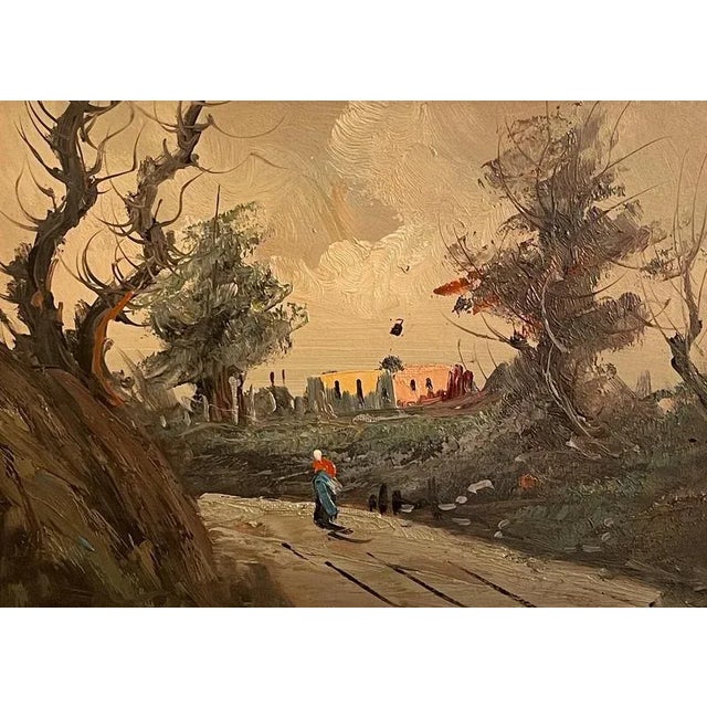 Oil on panel, rural landscape, 20th century, S. Favelli A refined oil on panel painting depicting a rural landscape at...