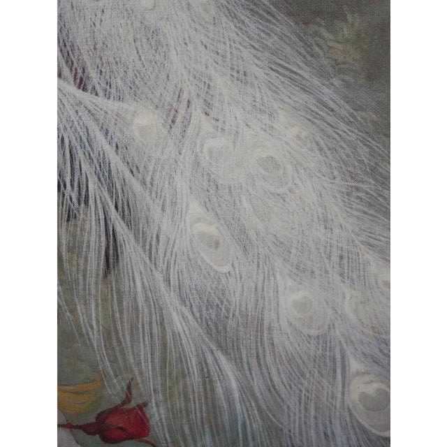 Large Oil on Canvas Peacock Painting - Artist Signed For Sale - Image 10 of 12