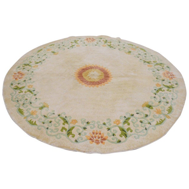 Art Deco Vintage Chinese Art Deco Knotted Wool Rug, 5'3''x5'9'' For Sale - Image 3 of 5