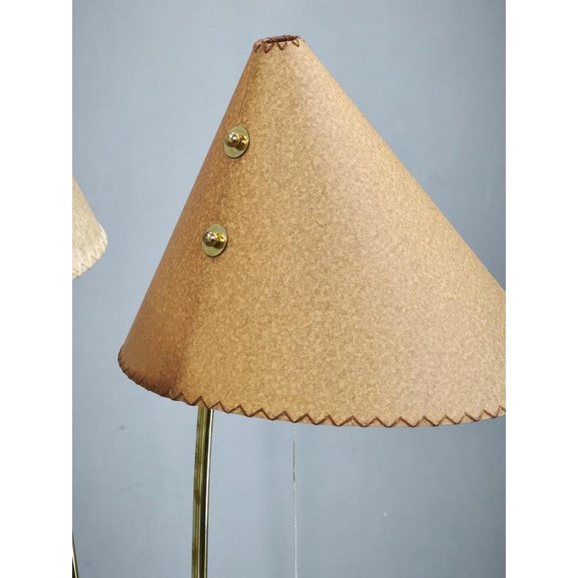 1960s Vintage Japanese Floor Lamp with Twin Handmade Paper Shades, 1960s For Sale - Image 5 of 11