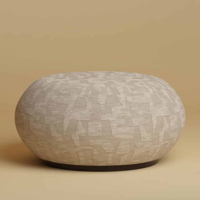 Wood Round Pouf in Smoked Oak by Lebanto For Sale - Image 7 of 7