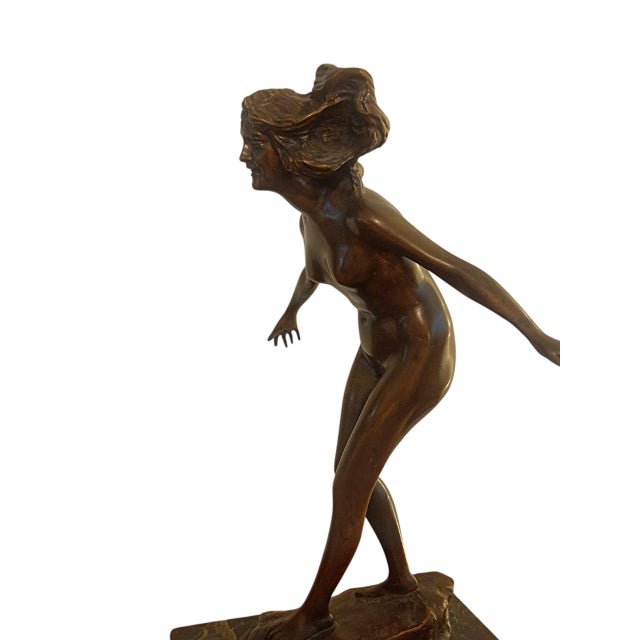 French School, Nude Sculpture, 1910, Bronze and Marble For Sale - Image 9 of 15