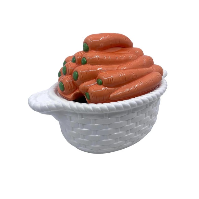 1970s Vintage Carrot and Basketweave Tureen For Sale - Image 11 of 11