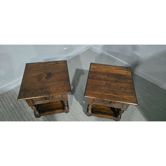 Oak Lamp Tables, 1920, Set of 2 For Sale - Image 4 of 11