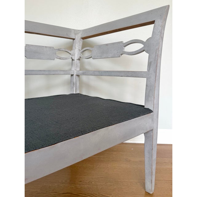 Gustavian (Swedish) 19th Century Swedish Gustavian-Style Bench With Custom Sunbrella Cushion For Sale - Image 3 of 10