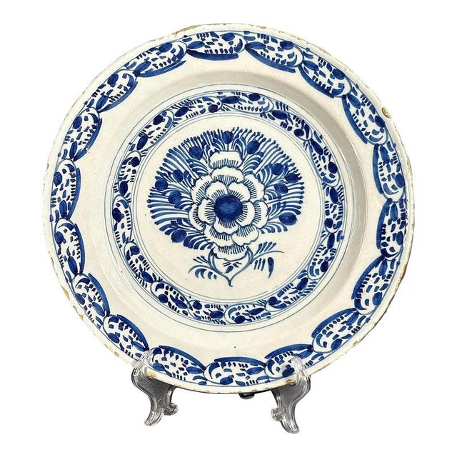 Dutch Peacock Delft Charger, 18th Century For Sale - Image 11 of 11