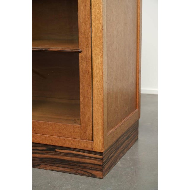 Art Deco Amsterdam School Dutch Oak Cabinet with Glass Doors For Sale - Image 12 of 13
