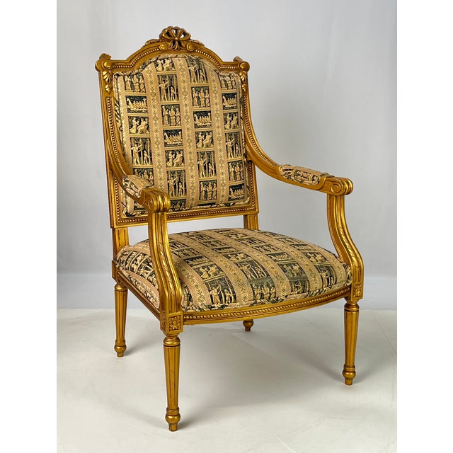 Vintage Andre Originals French Neoclassical Giltwood Armchairs - A Pair For Sale - Image 9 of 14