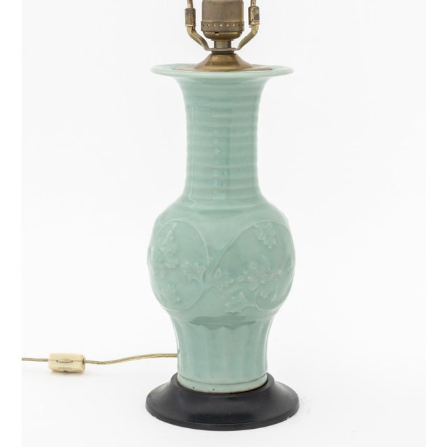 Metal Chinese Celadon Glazed Vase Mounted as a Lamp For Sale - Image 7 of 7