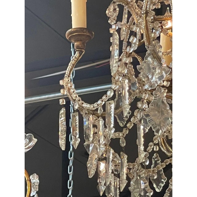 Vintage Italian Beaded Crystal Chandelier With 6 Lights For Sale - Image 4 of 9