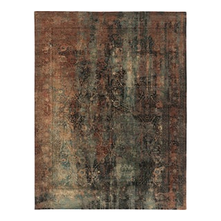 Rug & Kilim’s Modern Persian Inspired Rug in Rust, Black and Green Floral Pattern For Sale