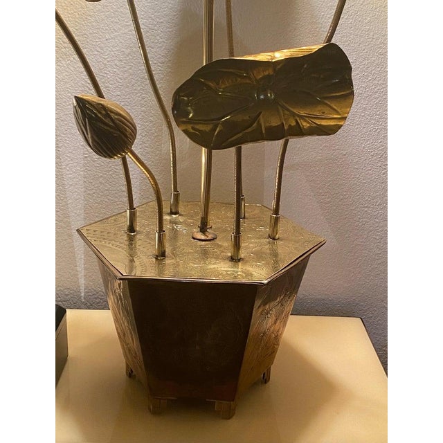 Brass 1960s Feldman Brass Lotus Flower Lamp For Sale - Image 8 of 11