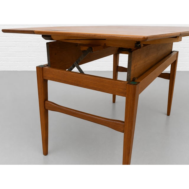 Mid Century Modern Danish Convertible Coffee Table - Desk - Dining Table – Vintage Space Saving Furniture, C. 1960's For Sale - Image 11 of 12