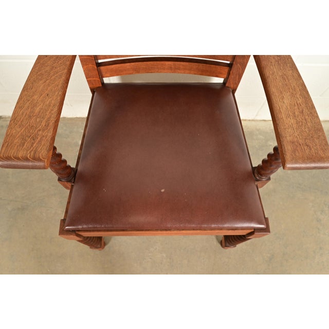 Wood Stickley Brothers Antique Mission Oak and Cane Arts & Crafts Dining Chairs, Set of Five For Sale - Image 7 of 17