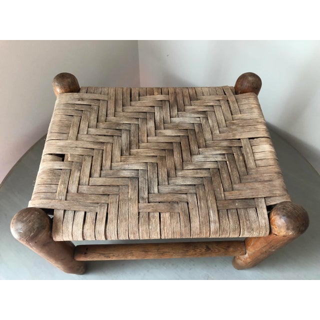 Rustic Vintage Woven Oak Stool For Sale - Image 3 of 12