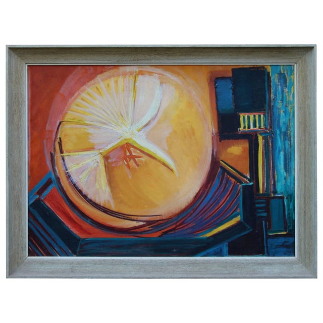 Orange Woodstock Artist Hope Manchester Abstract in Original Frame For Sale - Image 8 of 8