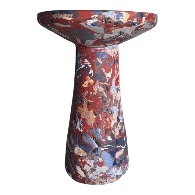 Modern Scagliola Side Table, Antica Breccia Di Aleppo Stone Design For Sale - Image 4 of 7