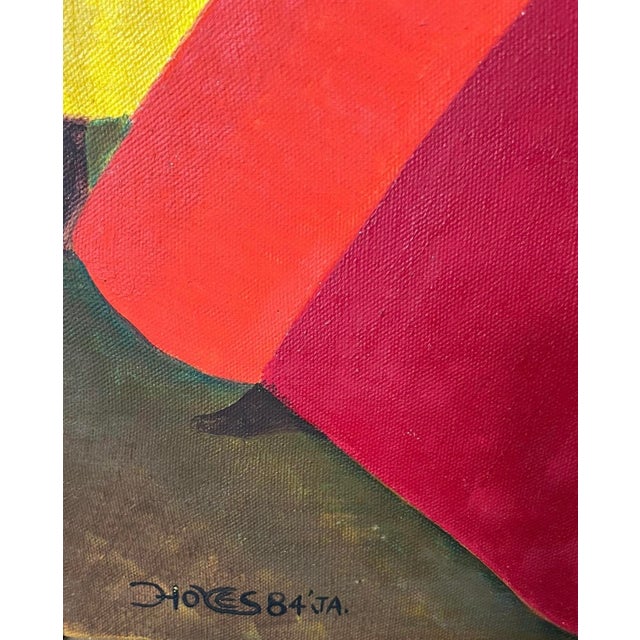 Red 1960s Bernard Stanley Hoyes 0riginal Signed Painting, "In the Spirit" For Sale - Image 8 of 9
