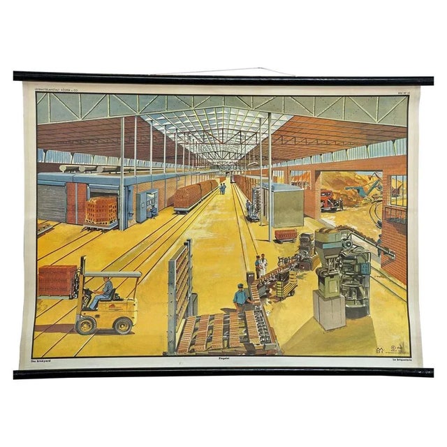 Textile Vintage Mural Industrial Plant Rollable Wall Chart, 1960 For Sale - Image 7 of 7