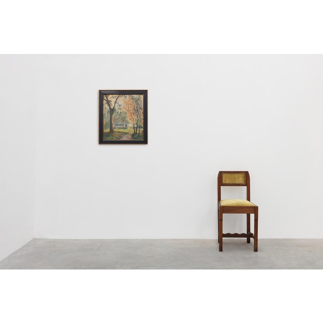 A charming belgian impressionist landscape painting by g. Van damme, executed in oil on canvas and depicting a tranquil...